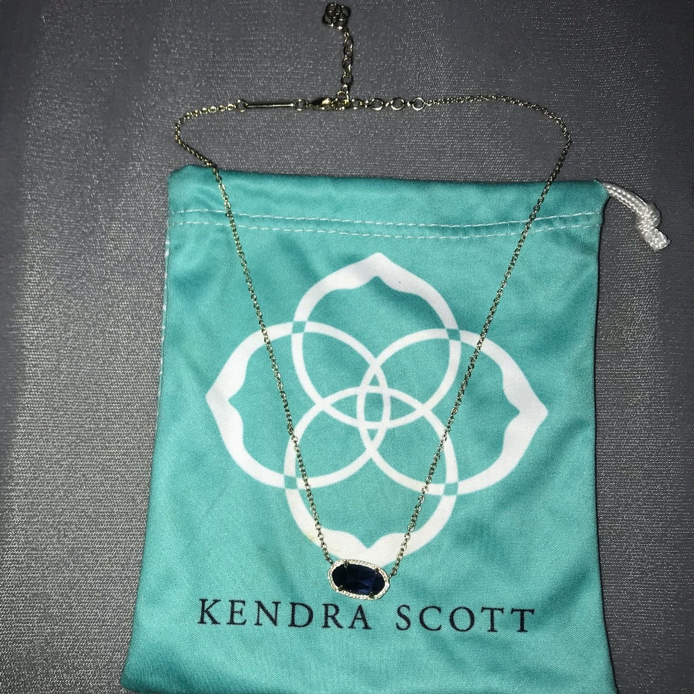 Kendra Scott Navy w/ Yellow Gold Pendant Necklace